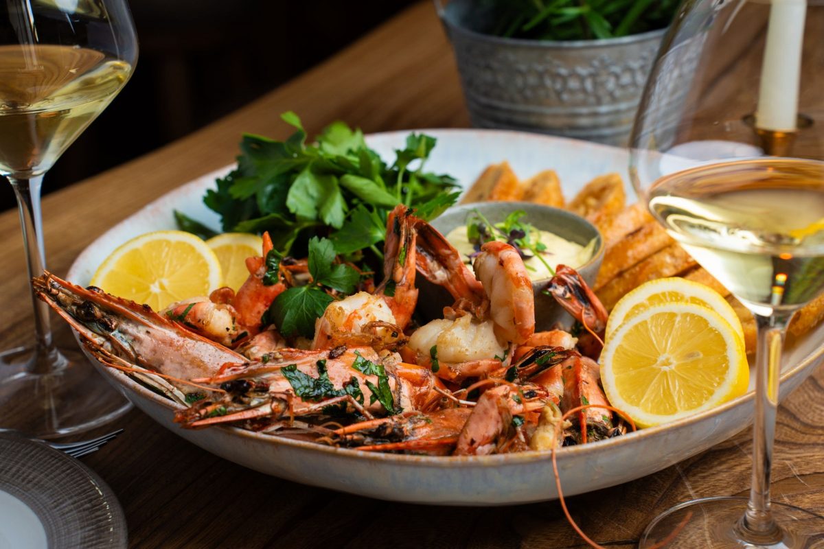 Frische Gambas mit Weißwein